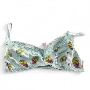 Pineapple Print Lace Trim Bralette